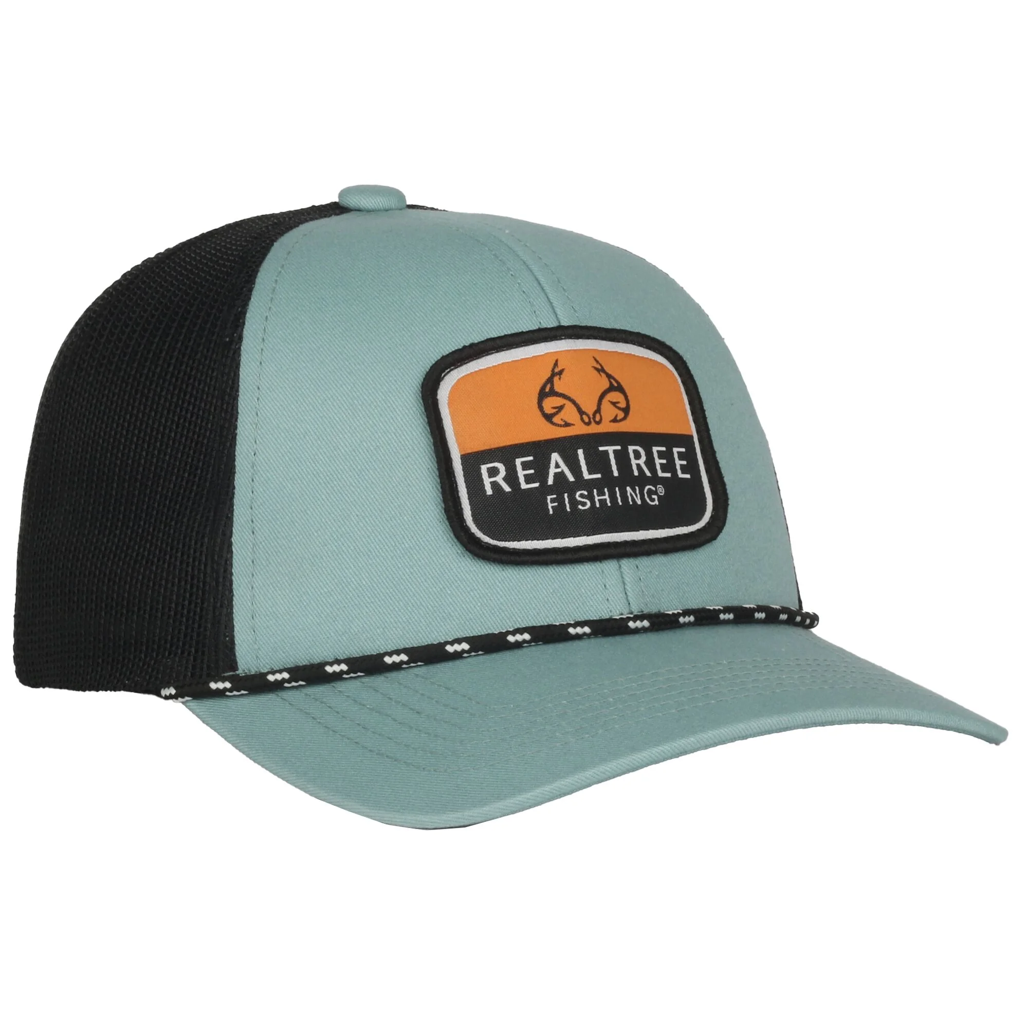 Realtree Fishing® Cap, Structured Trucker Hat for Men, Mesh Back, Rope Accent, One Size, Adult, Sage/Black - Image 2