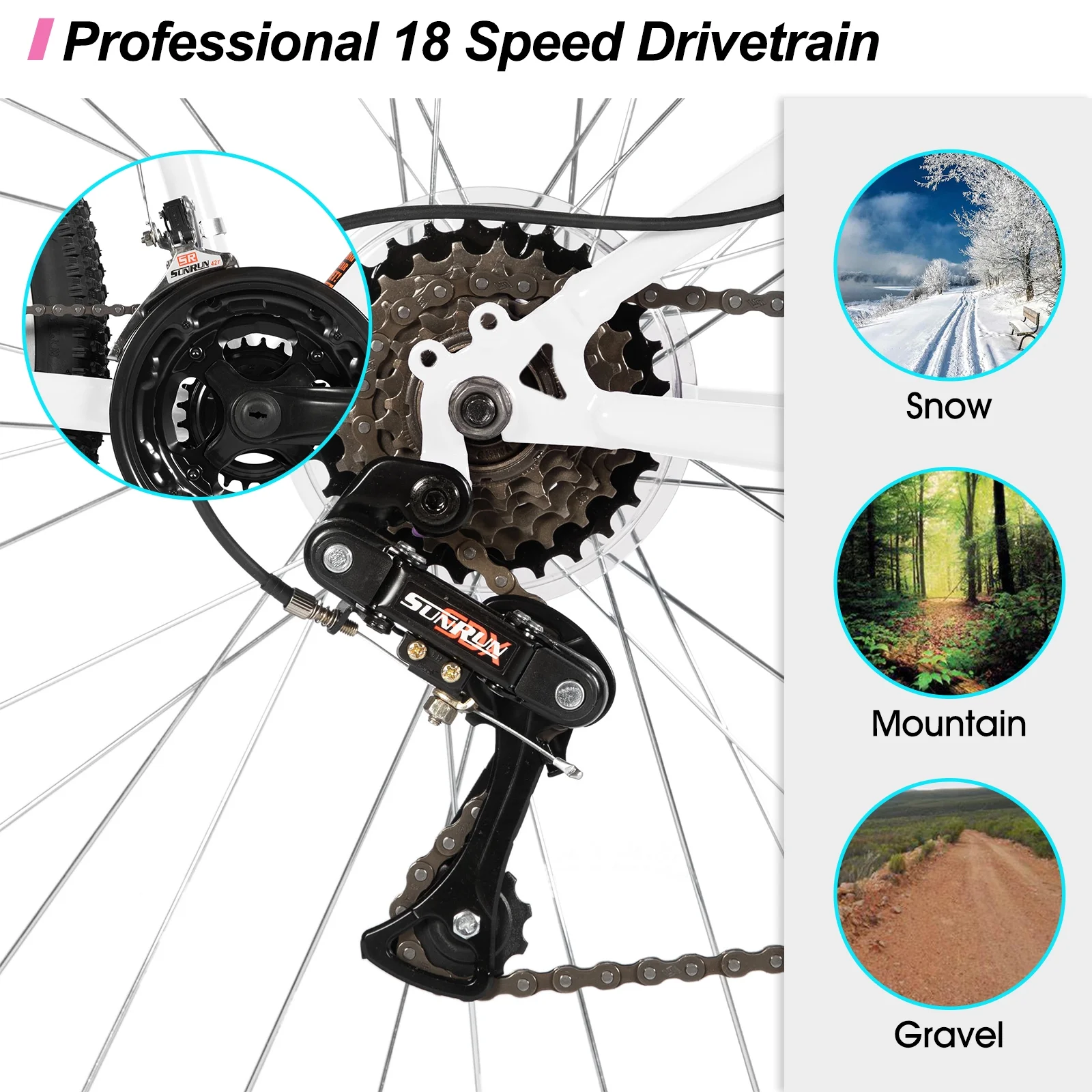 HILAND 26 inch Mountain Bike for Men Women, 18 Speeds High-Carbon Steel Frame, Sport Cycling MTB Bicycle for Adult - Image 3