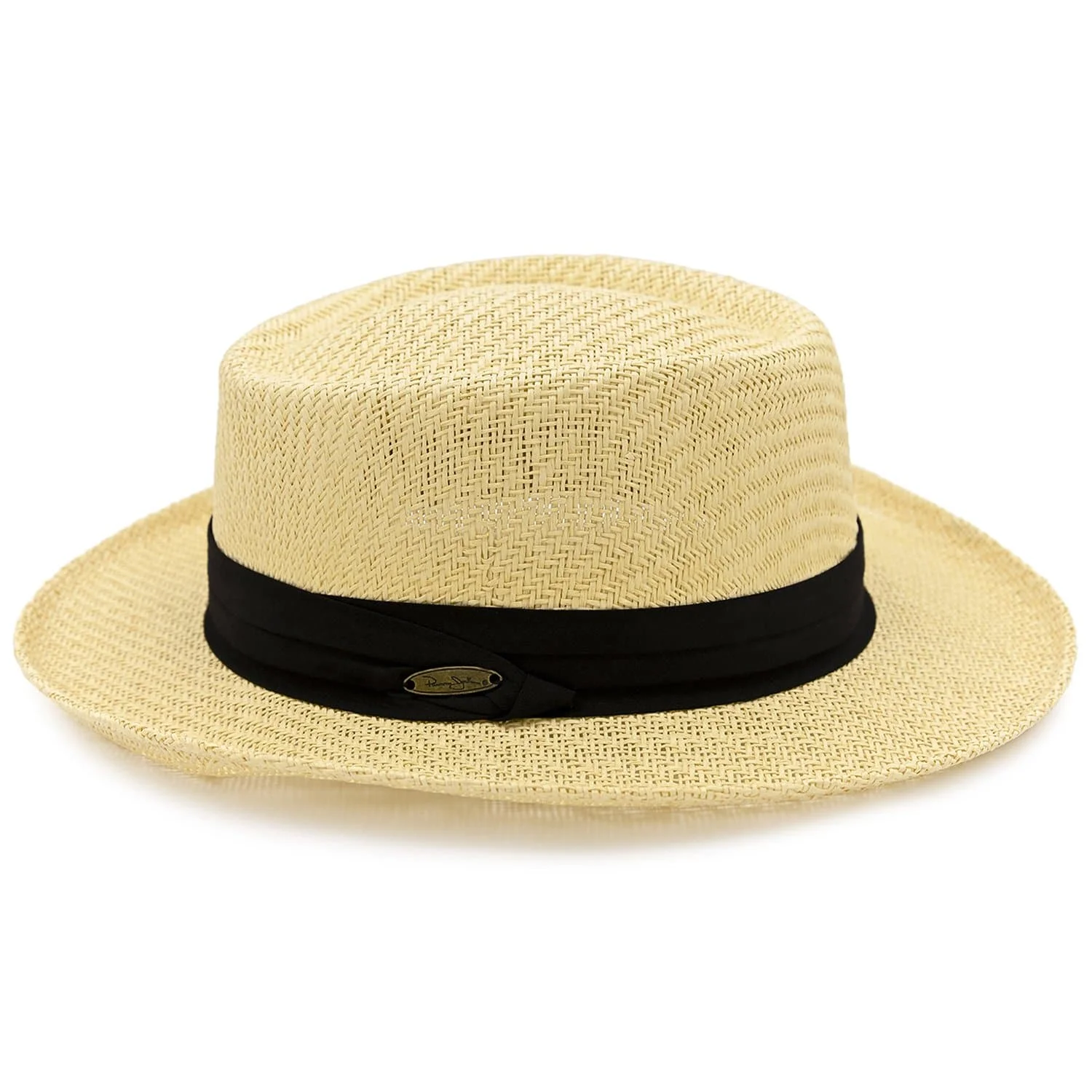 Panama Jack Gambler Straw Hat - Lightweight, 3" Big Brim, Inner Elastic Sweatband, 3-Pleat Ribbon Hat Band (Black, Large/X-Large) - Image 3
