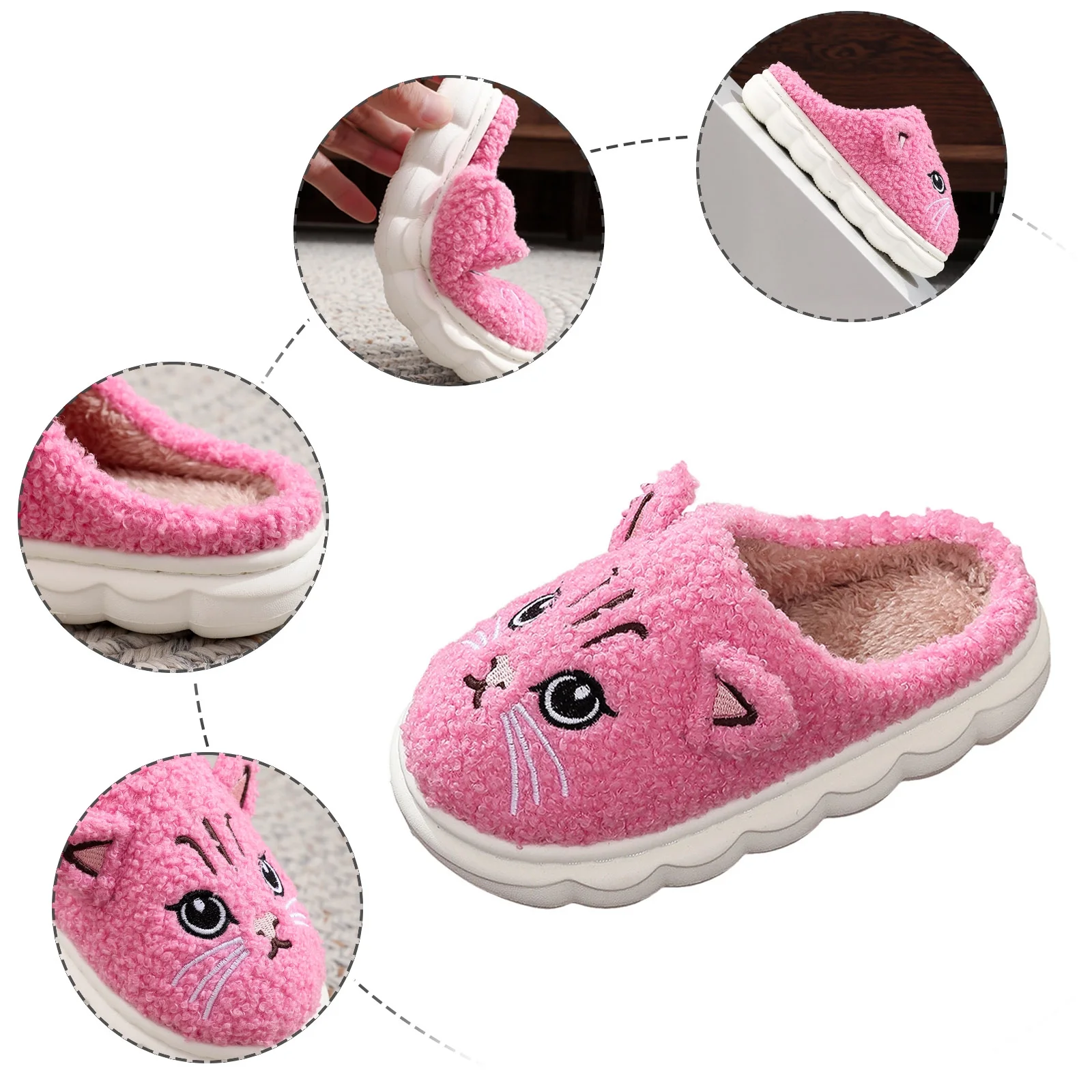 yocbz Slippers for Toddlers Toddler Slippers Boys Girls House Shoes Cute Slipper for Home Indoor Winter Bedroom Non Slip Soft Warm shoes Pink,Size for US 3.5 - Image 3