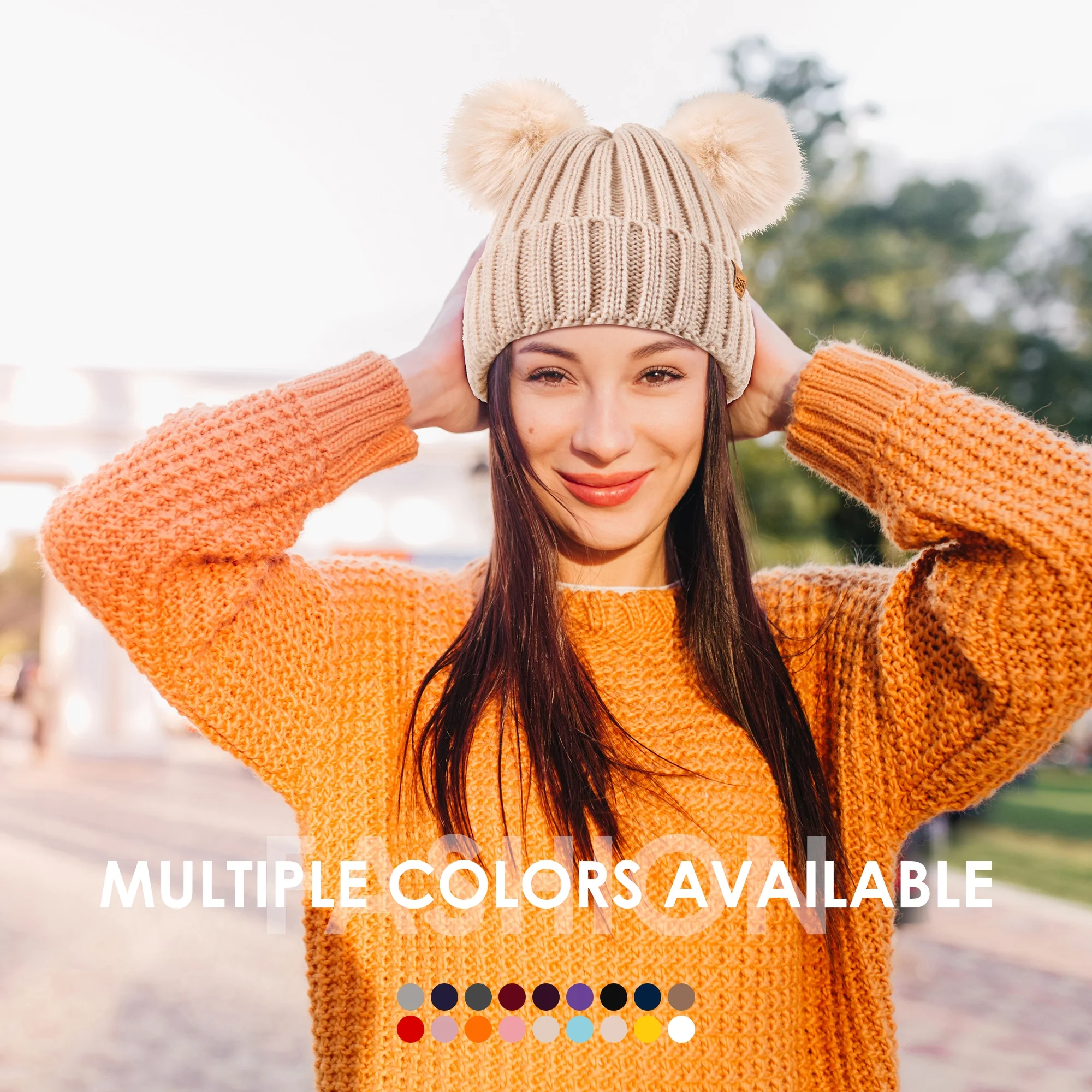 REDESS Winter Beanie Hat for Women with Warm Fleece Lined, Thick Slouchy Knit Skull Ski Cap-Black - Image 2