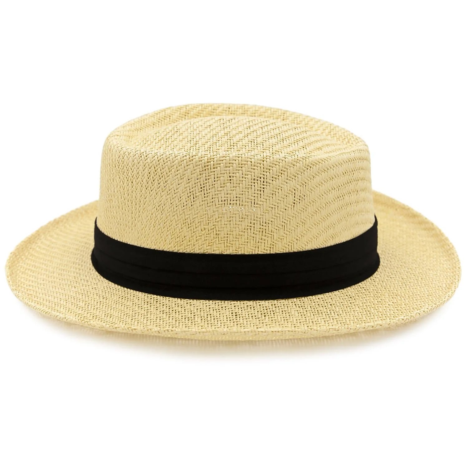 Panama Jack Gambler Straw Hat - Lightweight, 3" Big Brim, Inner Elastic Sweatband, 3-Pleat Ribbon Hat Band (Black, Large/X-Large) - Image 5