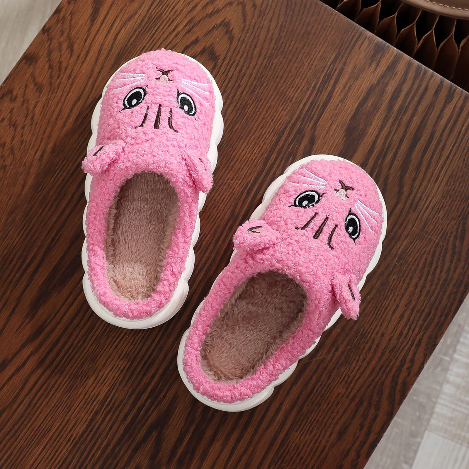 yocbz Slippers for Toddlers Toddler Slippers Boys Girls House Shoes Cute Slipper for Home Indoor Winter Bedroom Non Slip Soft Warm shoes Pink,Size for US 3.5 - Image 5