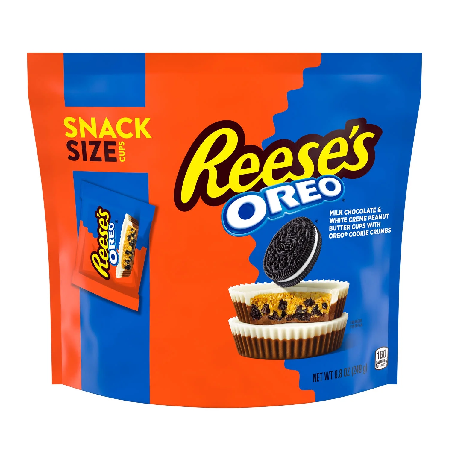 Reese's OREO Milk Chocolate and White Creme Snack Size Peanut Butter Cups Candy, Bag 8.8 oz - Image 2