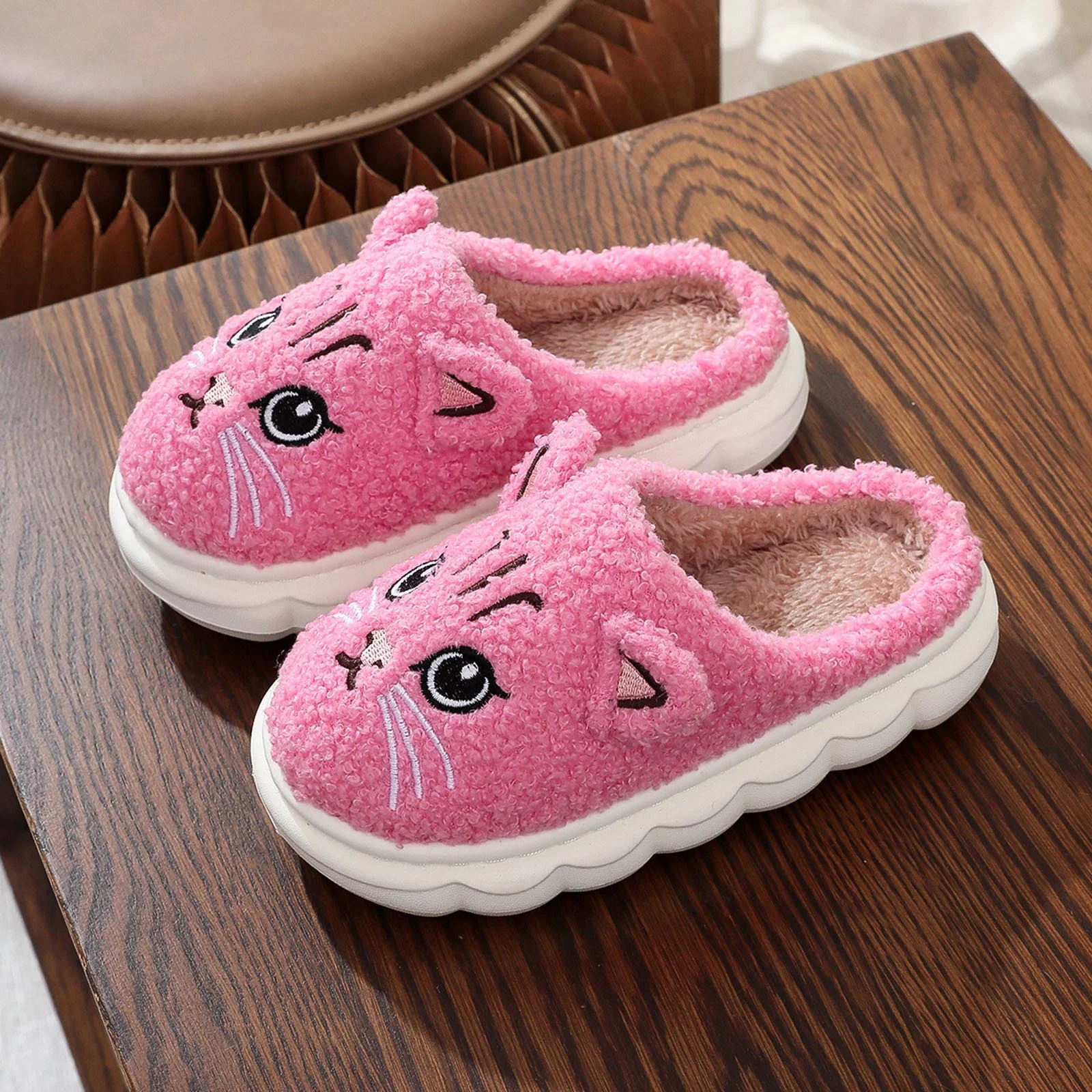 yocbz Slippers for Toddlers Toddler Slippers Boys Girls House Shoes Cute Slipper for Home Indoor Winter Bedroom Non Slip Soft Warm shoes Pink,Size for US 3.5 - Image 2