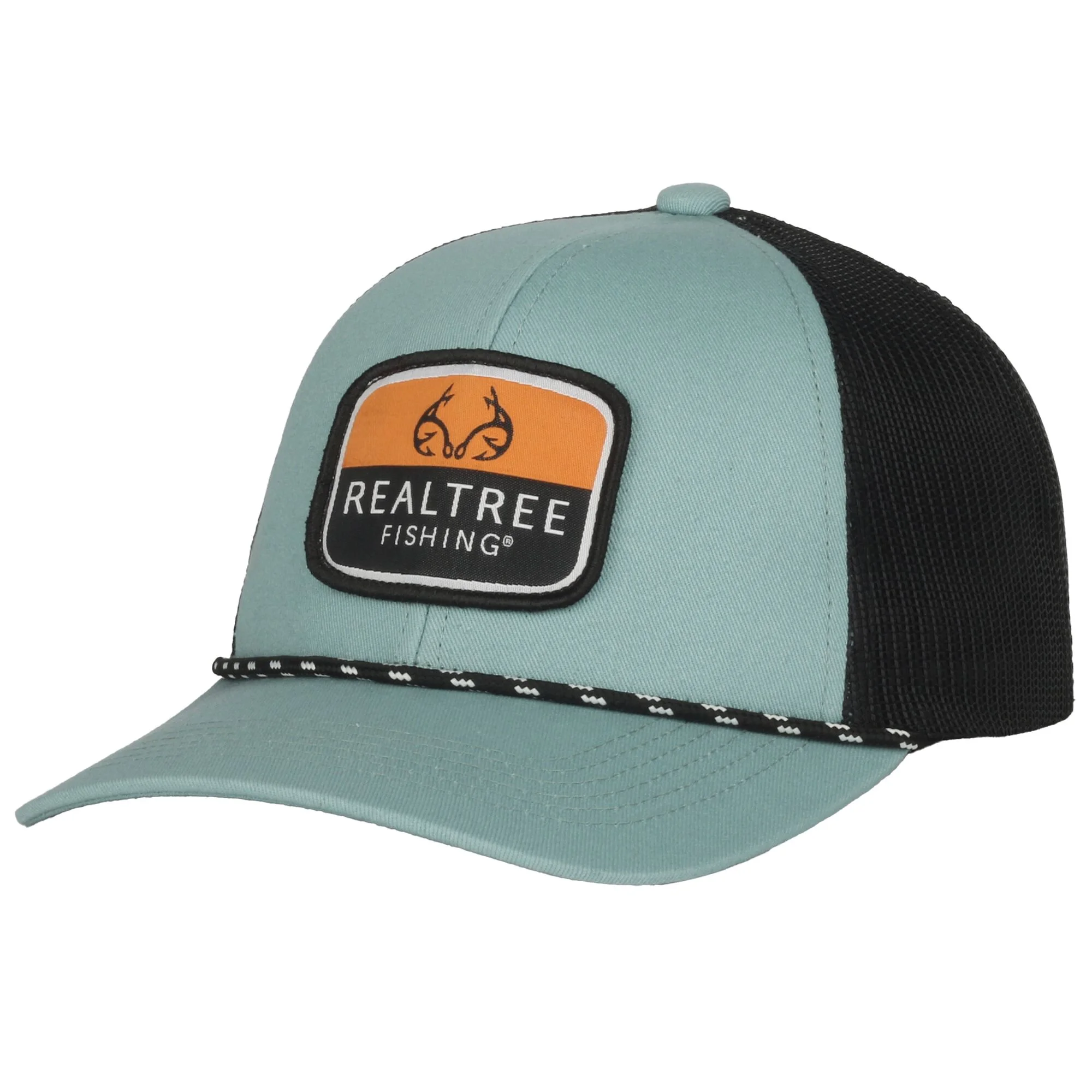 Realtree Fishing® Cap, Structured Trucker Hat for Men, Mesh Back, Rope Accent, One Size, Adult, Sage/Black - Image 3