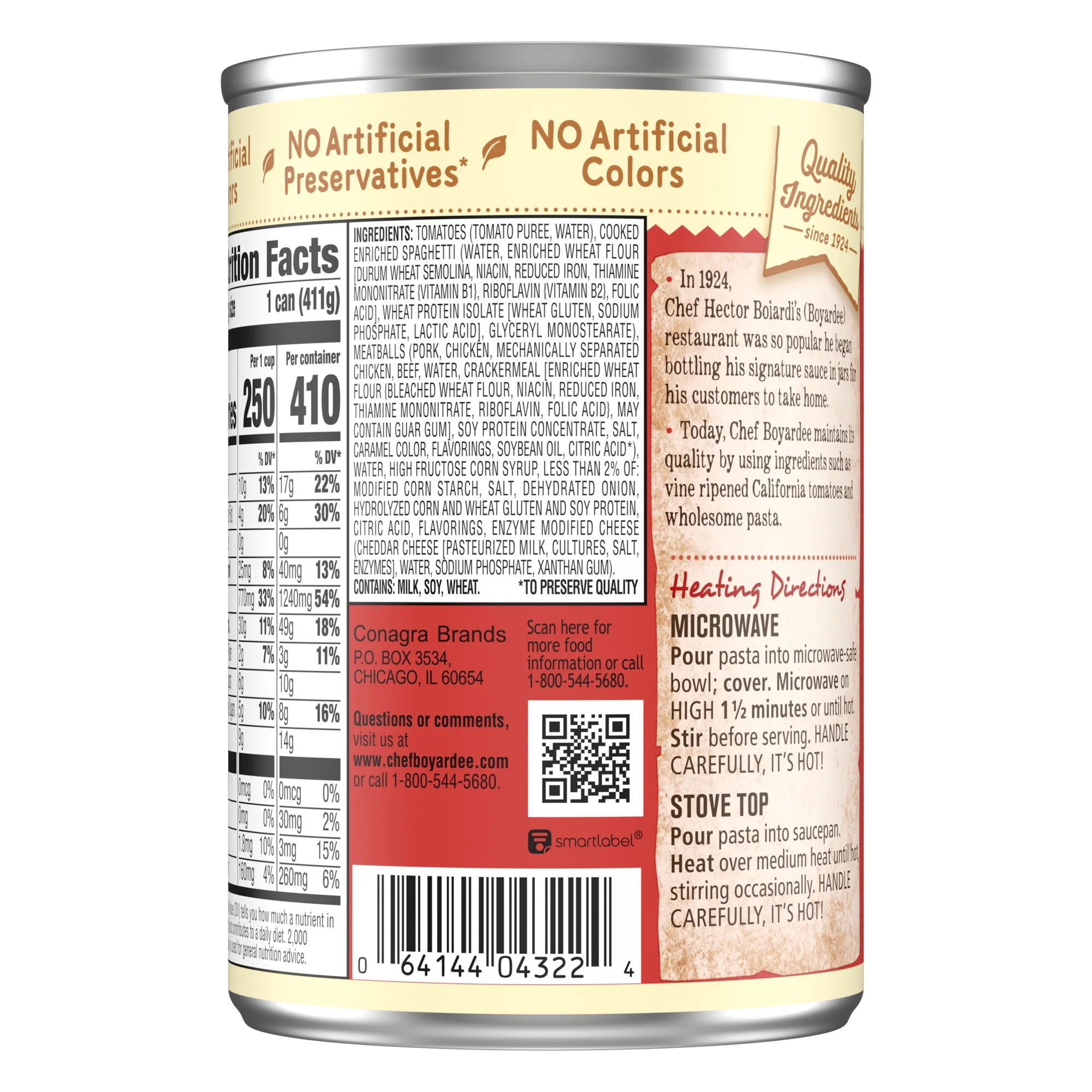 Chef Boyardee Spaghetti and Meatballs in Tomato Sauce, Ready-to-Eat Meal, 14.5 oz. Can - Image 3