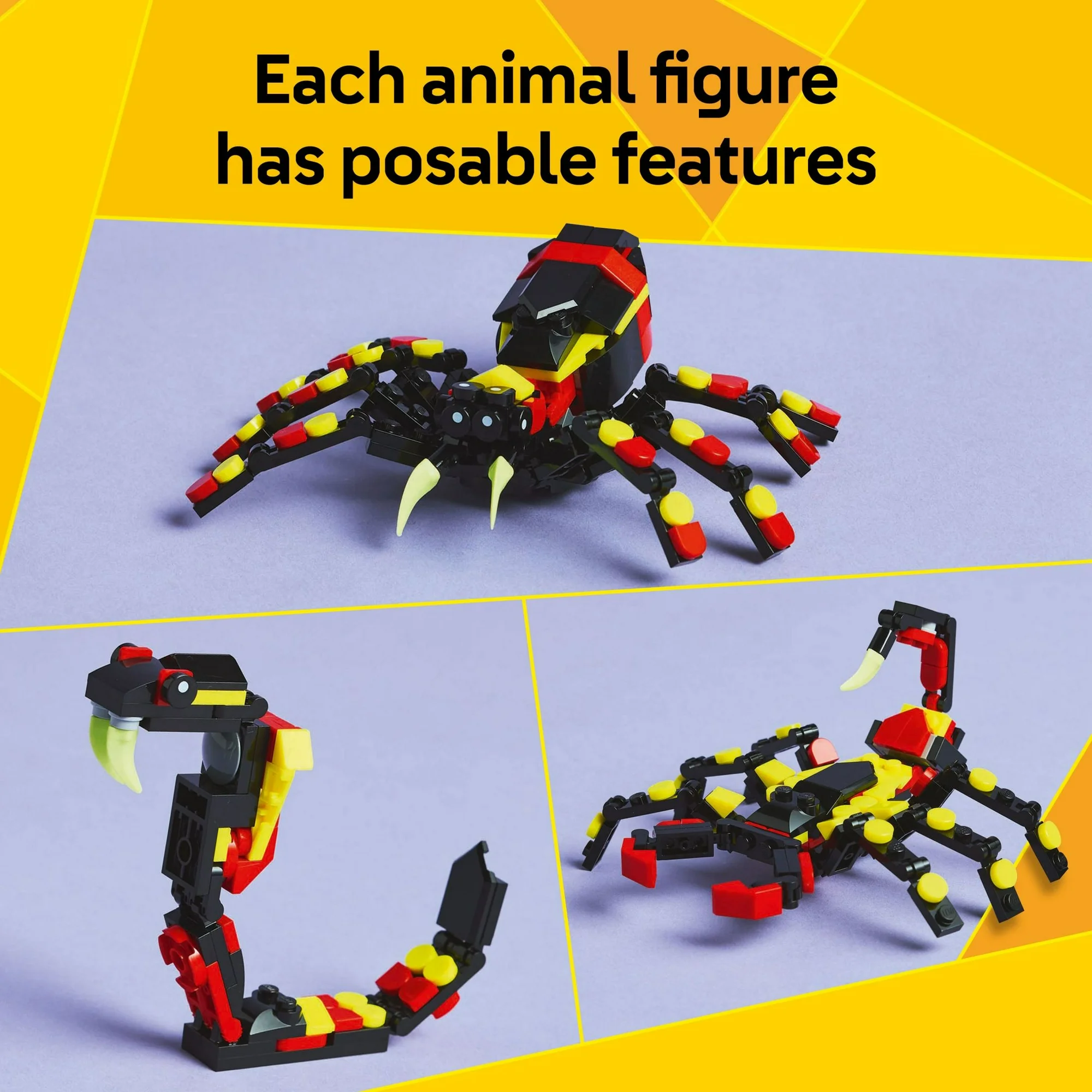 LEGO Creator 3 in 1 Wild Animals Surprising Spider Toy - Building Toy with 3 Build Options, Spider, Scorpion, or Snake - Animal Figures for Kids, Boys & Girls, Ages 7+ - Birthday Gift Idea - 31159 - Image 4