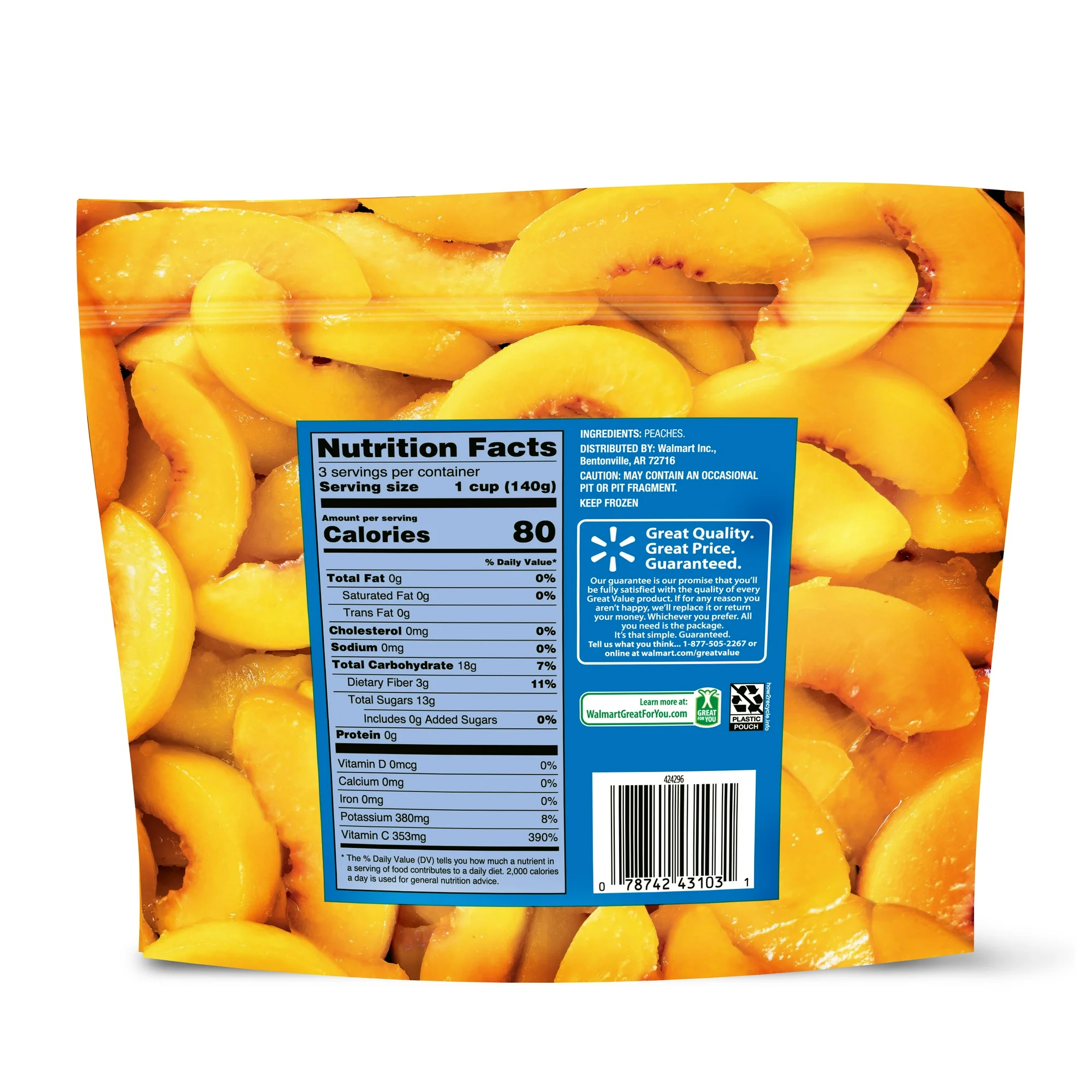 Great Value Frozen Sliced Peaches, 16 oz - Image 4