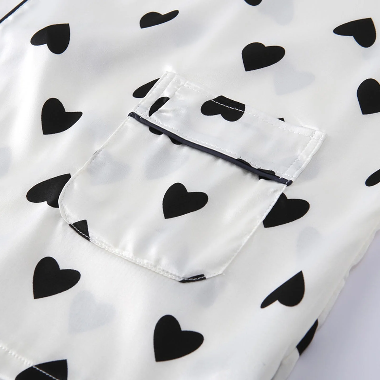 7 Pieces Print Pajama Set for Women Satin Sleepwear Cami Shorts with Button Down Long Sleeve Shirt and Eye Mask - Image 3