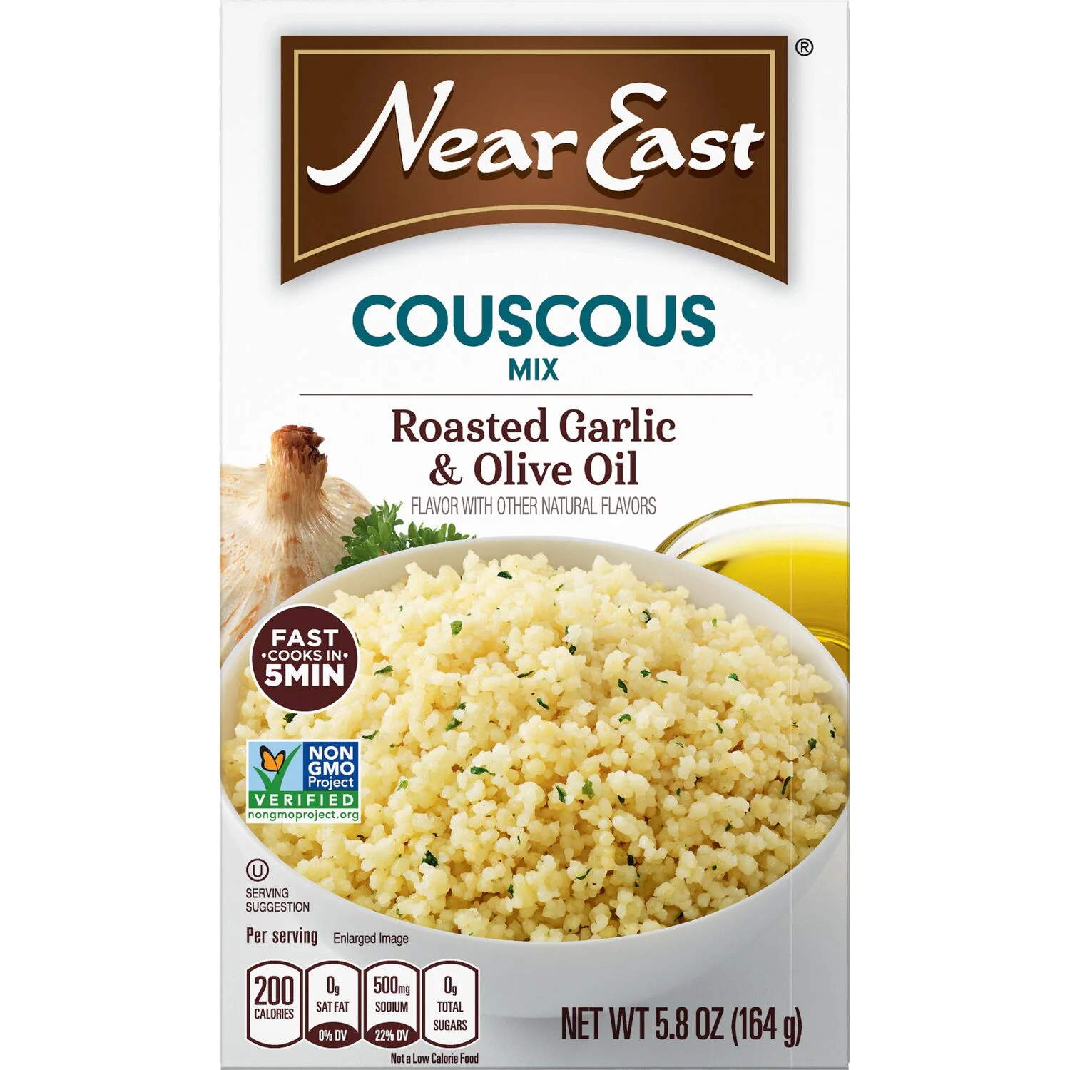Near East Roasted Garlic & Olive Oil Couscous Mix, Packaged Meal, Shelf-Stable 5.8 oz Box