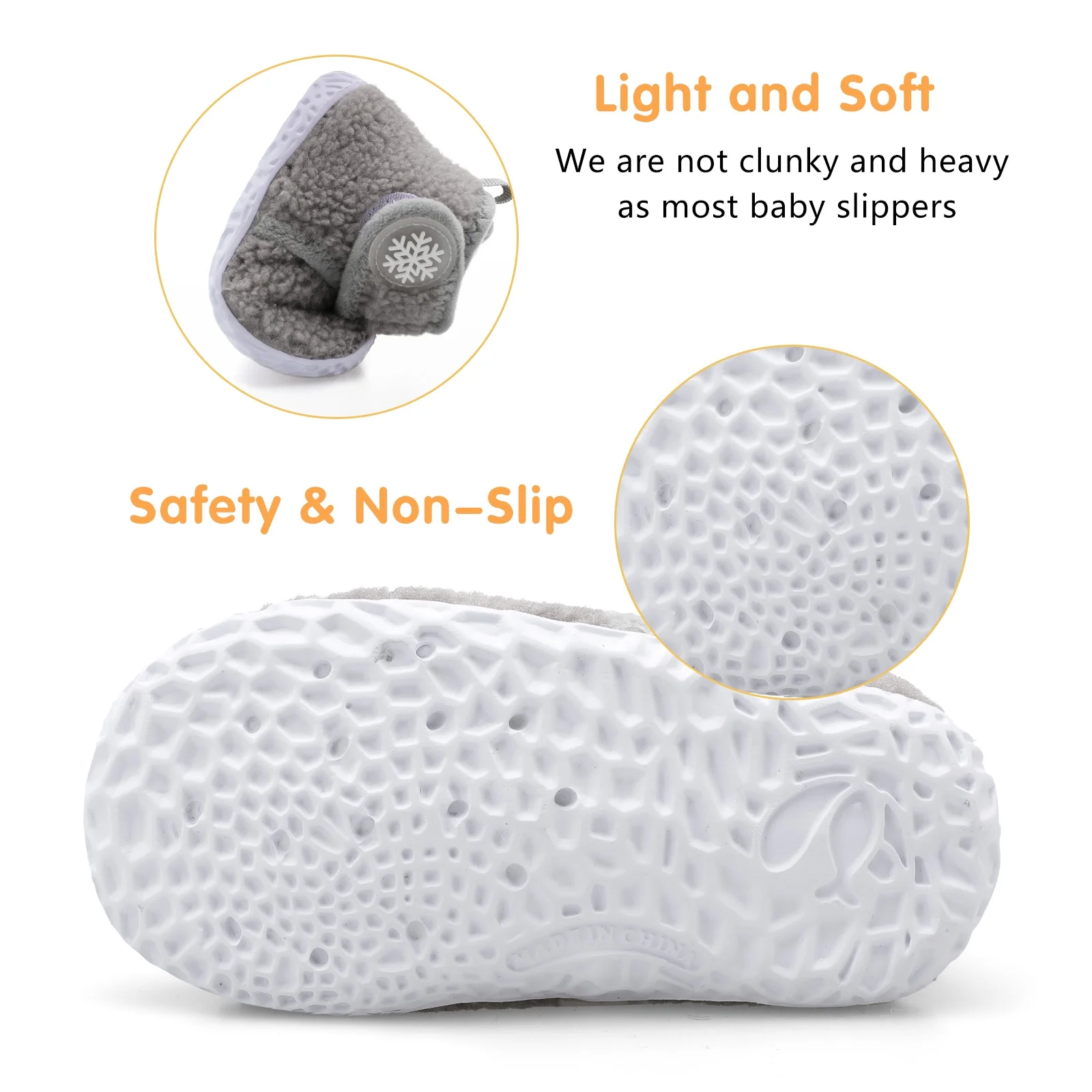 Barerun Toddler Boys Girls House Slippers Indoor Home Shoes Warm Socks for Kids Grey - Image 9