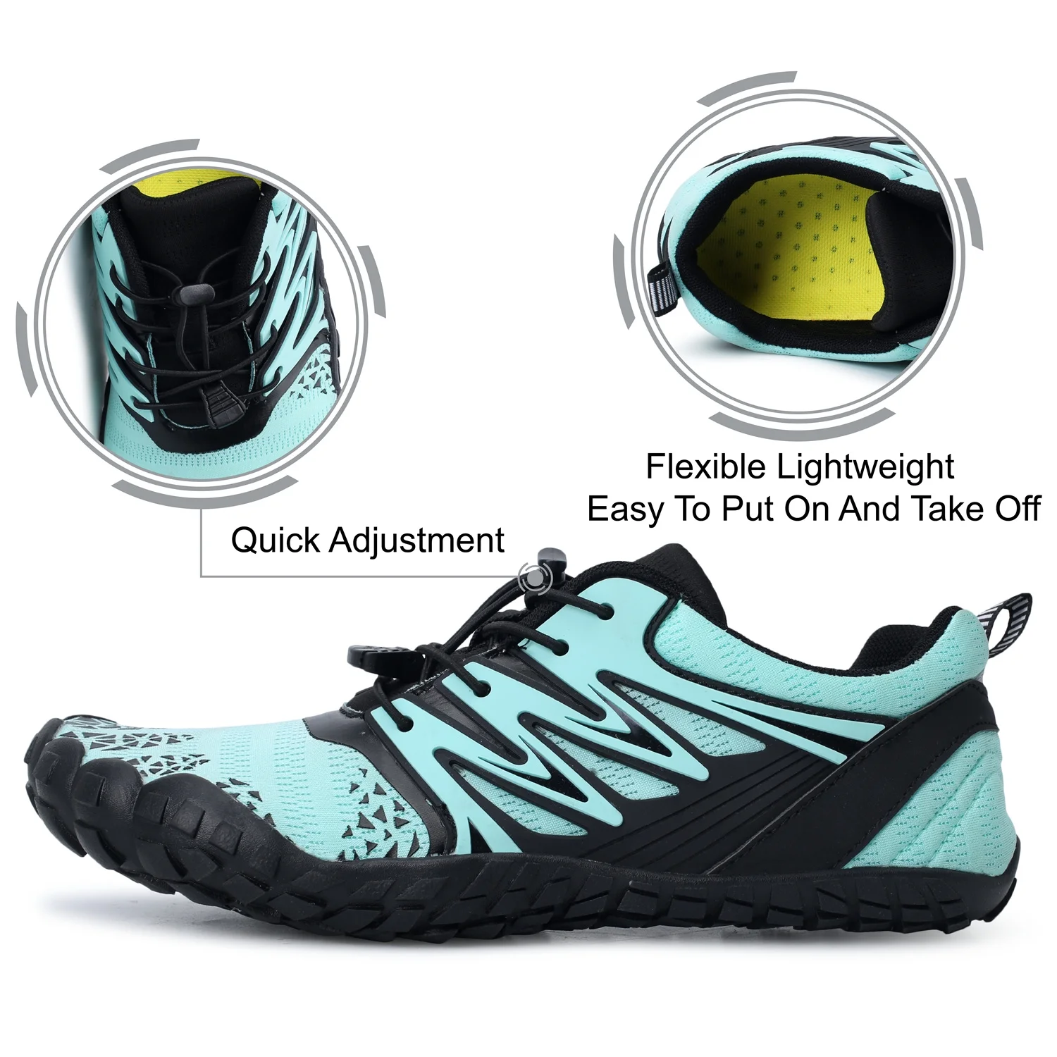 Barerun Mens Womens Water Shoes Quick-Dry Lightweight Barefoot Wide Feet Toe for Swim Diving Surf Aqua Pool Beach Blue - Image 4