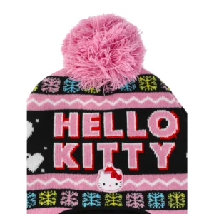 Hello Kitty Hearts and Snowflakes Knit Laplander Hat