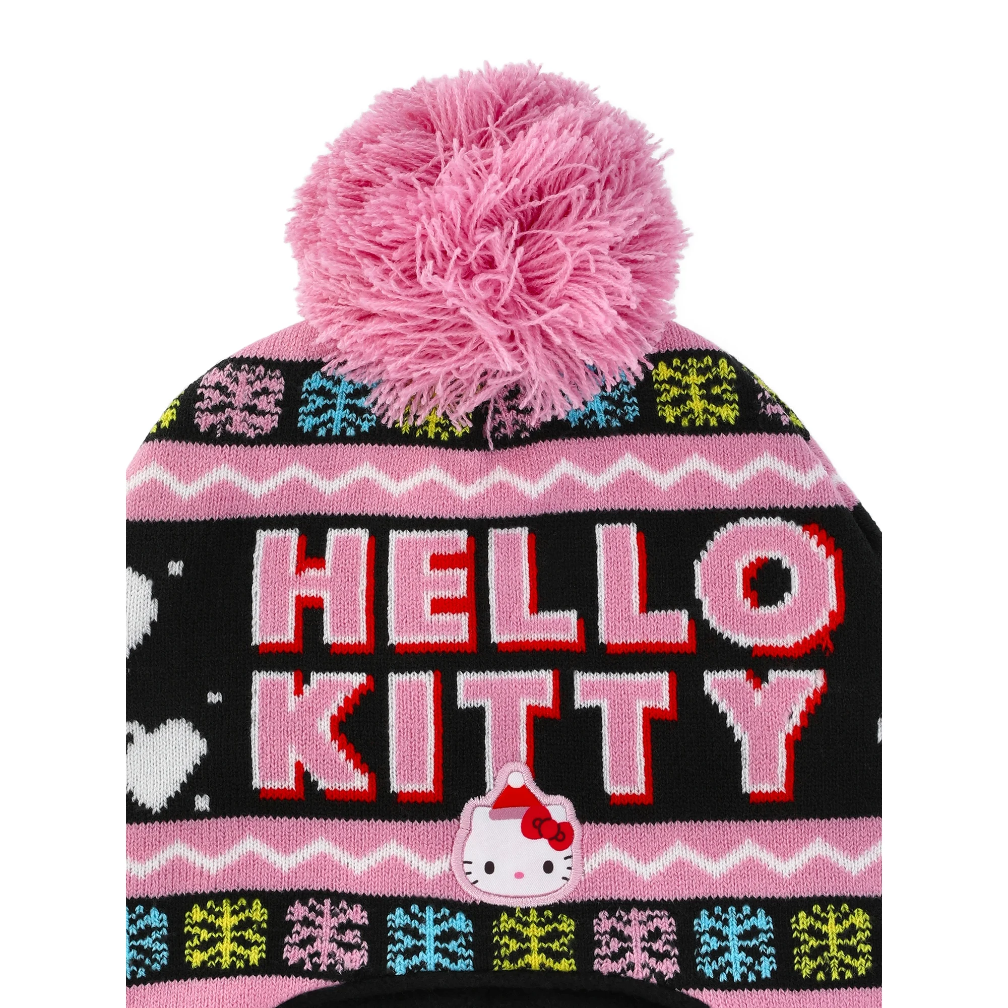Hello Kitty Hearts and Snowflakes Knit Laplander Hat - Image 4