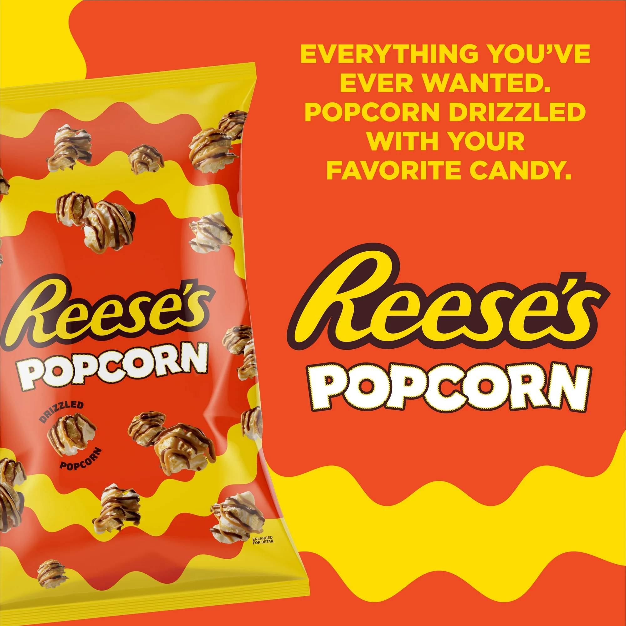 Reese's Peanut Butter Chocolate Drizzled Popcorn Snack, 5.25 oz Sharing-Size Bag - Image 2